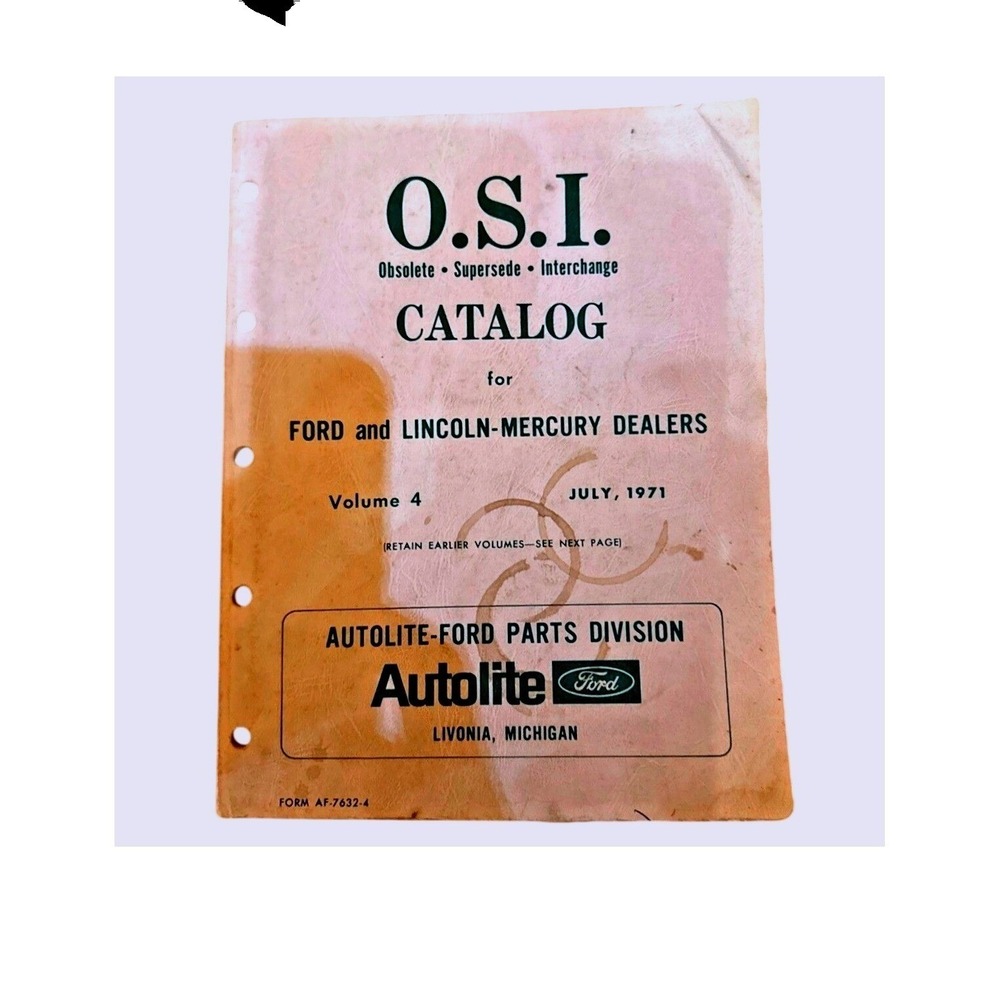 1971 Ford Lin Mercury OSI Obsolete Supersede Interchange Catalog Vol 4 AF7632